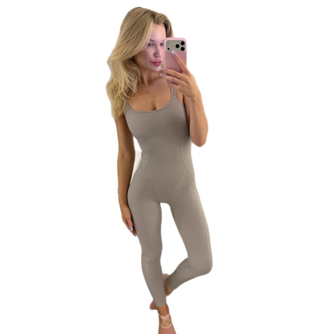 Damen Sportlicher Jumpsuit mit verstellbaren Trägern und körperbetontem Schnitt R&B