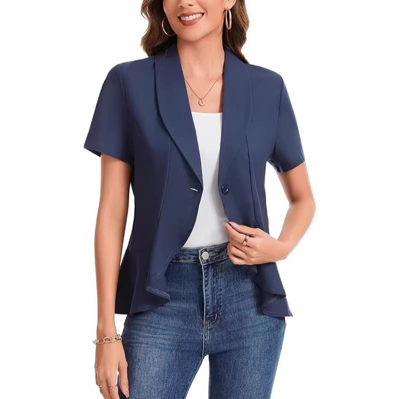 Damen schicke Blazerjacke mit asymmetrischem Schnitt R&B