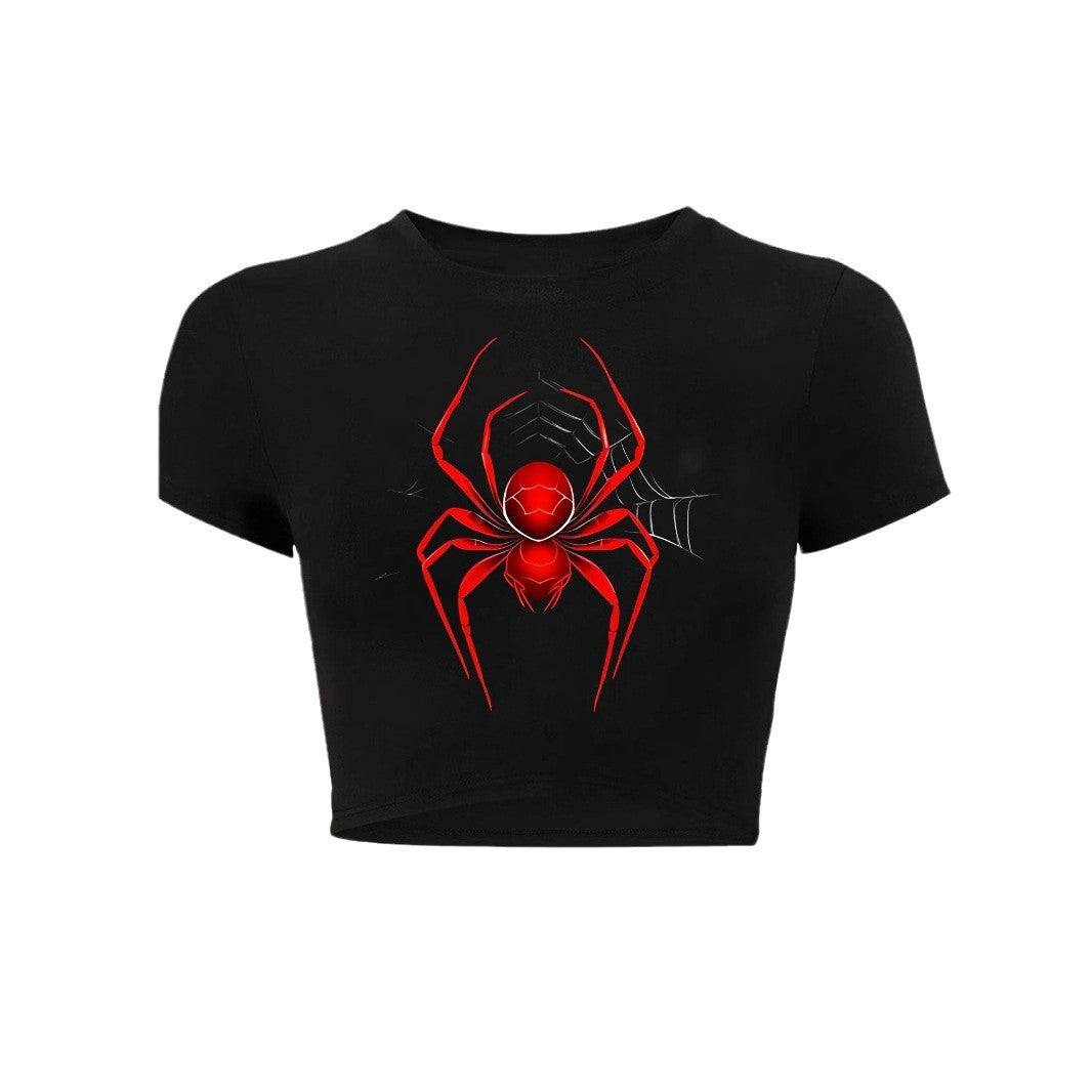 Damen Crop-T-Shirt mit kreativem Telefon-Design R&B