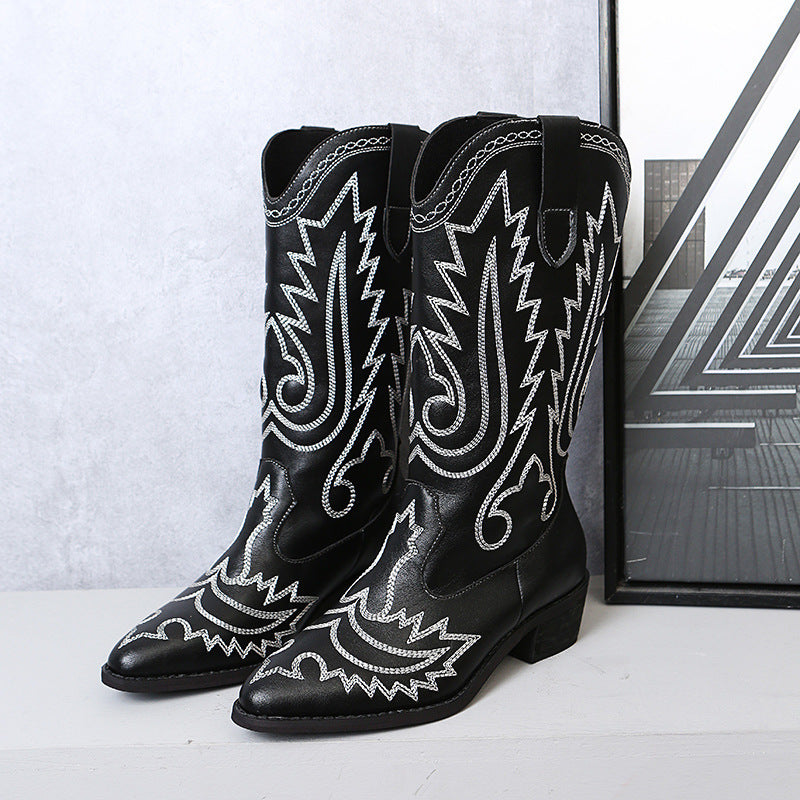 Damen Cowboy-Stiefel mit modischen Verzierungen und elegantem Absatz R&B