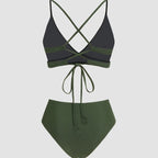Damen Hochgeschnittener Bikini mit raffiniertem Rüschendesign R&B