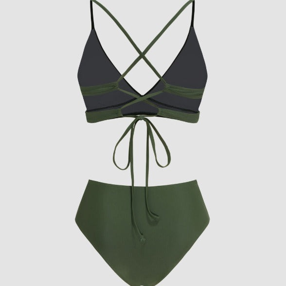 Damen Hochgeschnittener Bikini mit raffiniertem Rüschendesign R&B