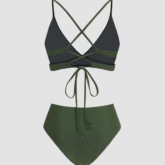 Damen Hochgeschnittener Bikini mit raffiniertem Rüschendesign R&B