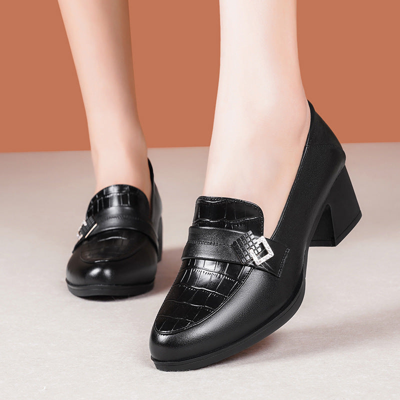 Damen Elegante Mokassins mit modischem Schmuckdetail und bequemen Blockabsatz R&B