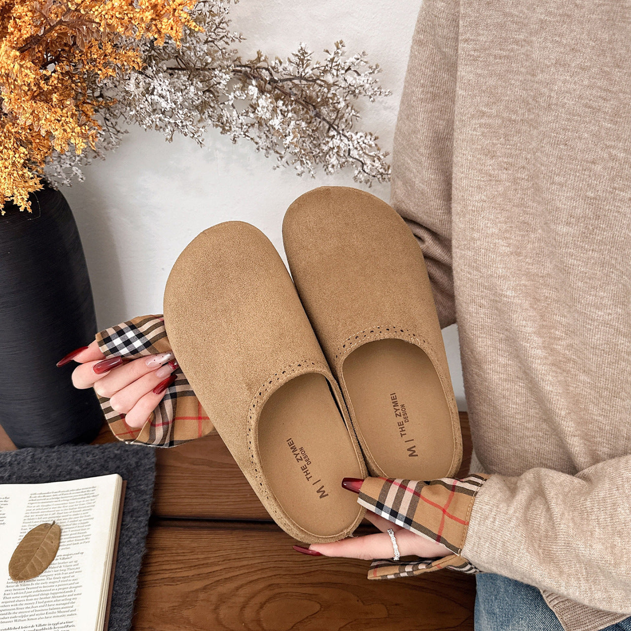 Damen Komfortable Filzclogs mit exquisitem Innenfutter R&B