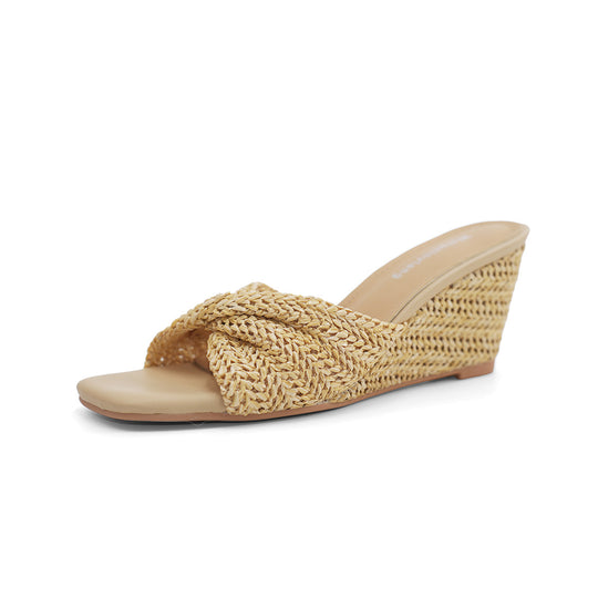 Damen Keil-Sandalen mit geflochtener Vorderpartie R&B