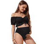 Damen Hochtaillierter Bikini mit lässigem Puffärmel-Oberteil