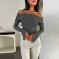 Damen Off-Shoulder Shirt mit eleganten Trompetenärmeln