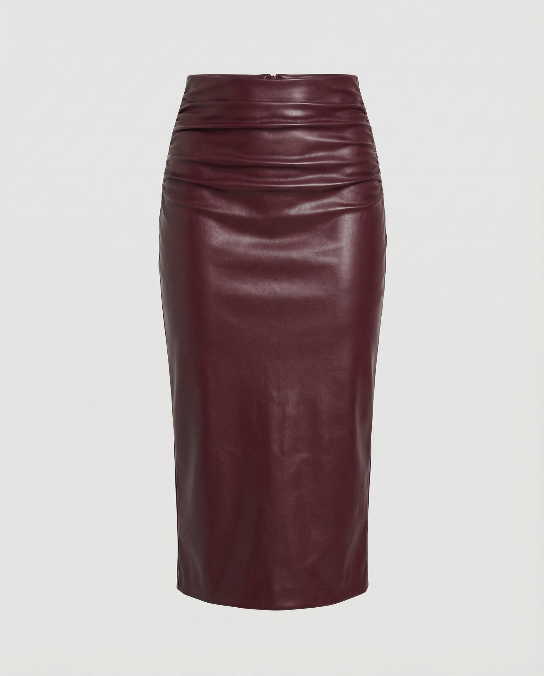 Damen Midi-Rock aus hochwertigem Leder mit Raffung R&B