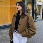 Damen Oversized Utility-Jacke mit strukturiertem Design und praktischen Taschen R&B