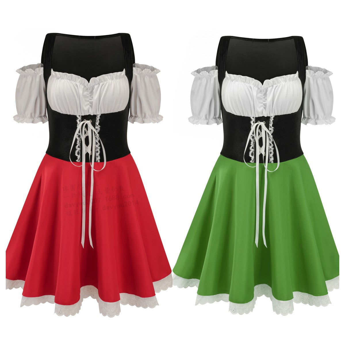 Damen Trachtenkleid mit romantischen Puffärmeln und verspieltem Schnitt R&B