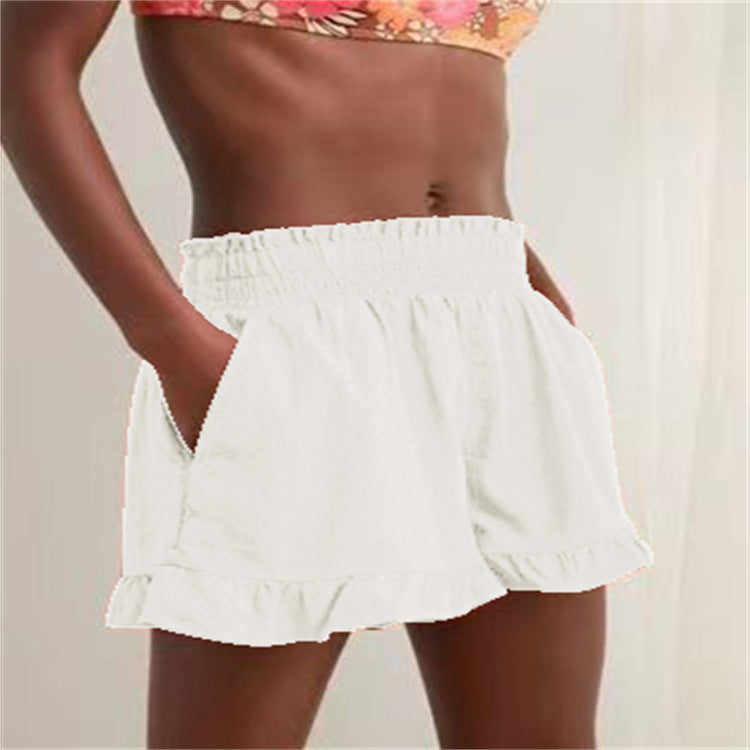 Damen Lockere Shorts mit Volant und Taschen R&B