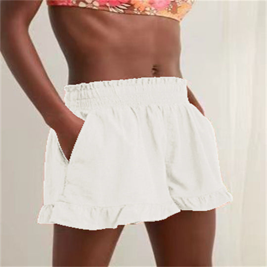 Damen Lockere Shorts mit Volant und Taschen R&B