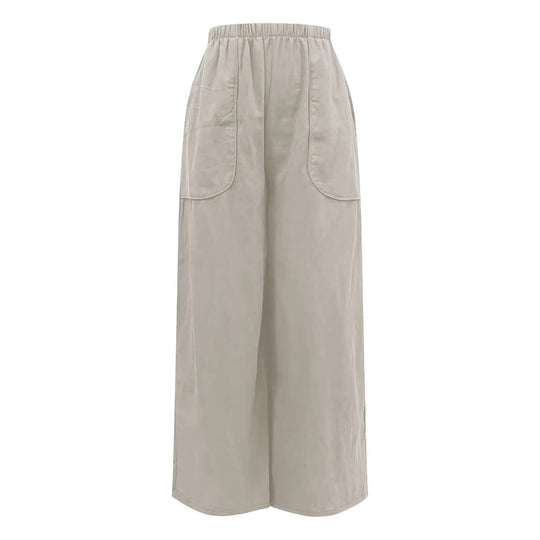 Damen Leichte, weit geschnittene Leinenhose mit elastischem Bund und praktischen Taschen R&B