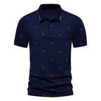 Herren Polohemd mit modischem Druck und hochwertigem Baumwollmaterial