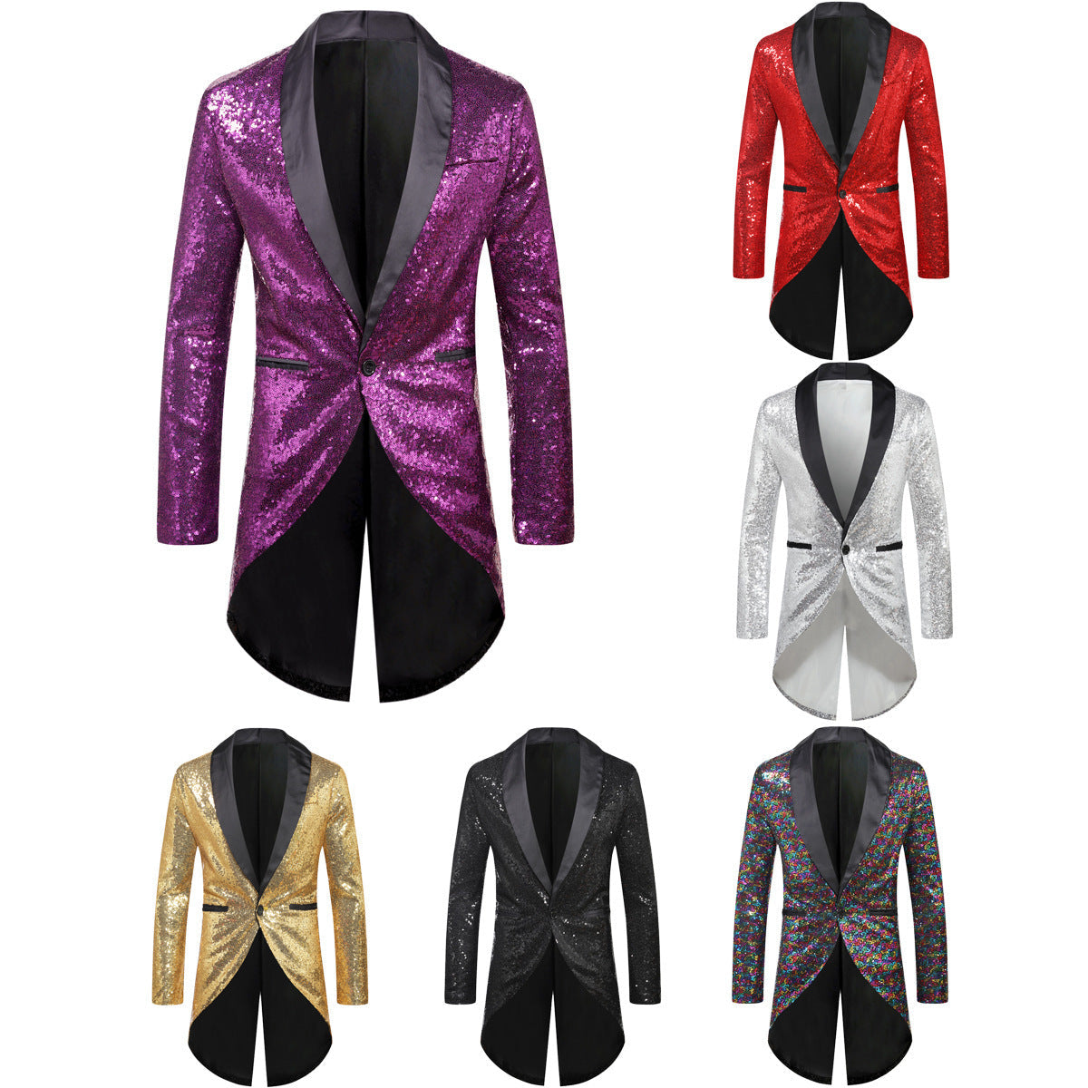 Herren eleganter Paillettenblazer mit luxuriösen Details R&B