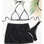 Damen Bikini-Set mit sexy Triangel-Oberteil und modischem Rock R&B