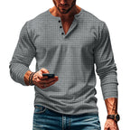 Herren Langarm-Hemd mit knopfbarem Kragen und strukturiertem Design R&B
