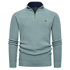 Herren hochwertiger Strickpullover mit Stehkragen und modernem Reißverschluss R&B