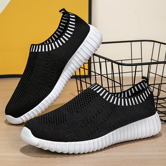 Damen nan elastischer Schlupf-Komfort-Sneaker mit dreidimensionaler Strickstruktur und profilierter Leichtsohle R&B