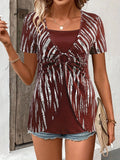 Damen modisches Oberteil mit dekorativem Knotendetail und Animal-Print