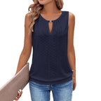 Damen luftiges Tanktop mit dekorativem Ausschnitt und feiner Struktur R&B