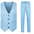 Herren nan elegante Satinweste mit V-Ausschnitt und schmal geschnittene Anzughose R&B