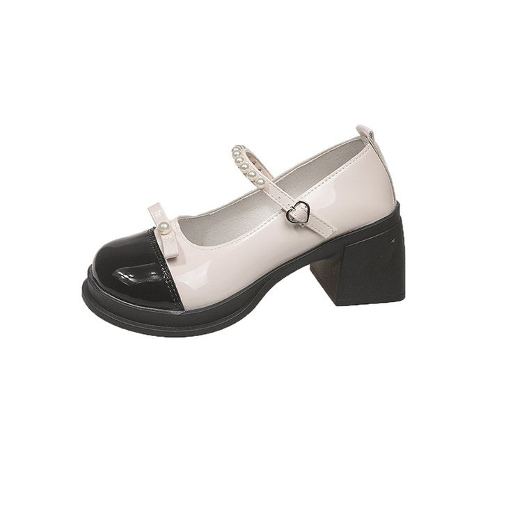 Damen elegante Mary Jane Pumps mit Perlenschmuck R&B