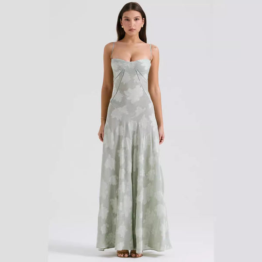 Damen Elegantes Maxikleid mit floralem Häkelmuster und raffiniertem Schnitt R&B