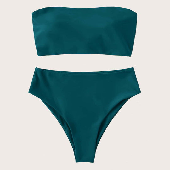Damen Bandeau-Bikini Set mit hochgeschnittenem Slip R&B