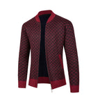 Herren Strickjacke mit modernem Rautenmuster und Reißverschluss R&B
