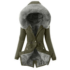 Damen gefütterte Parka mit Kunstfellkragen R&B