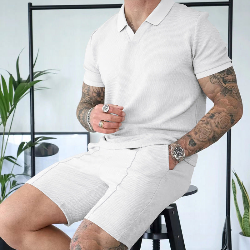 Herren Kurzarm Polohemd mit sportlichem Schnitt und Bundshorts R&B