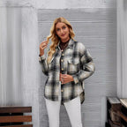 Damen Karierte Overshirt-Jacke aus weichem Flanell R&B