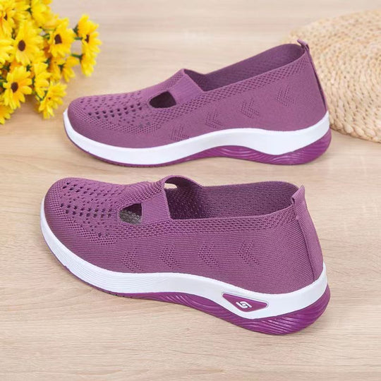 Damen Slip-On Sneakers mit atmungsaktivem Strick-Obermaterial und flexibler Sohle R&B