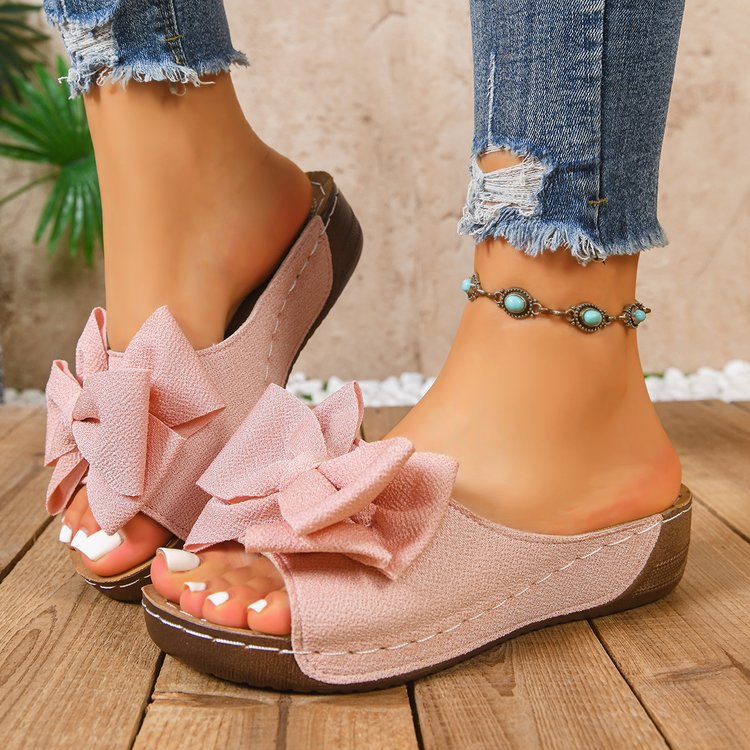 Damen Wedge-Pantoletten mit elegantem Schleifendetail und komfortabler Fußbettung R&B