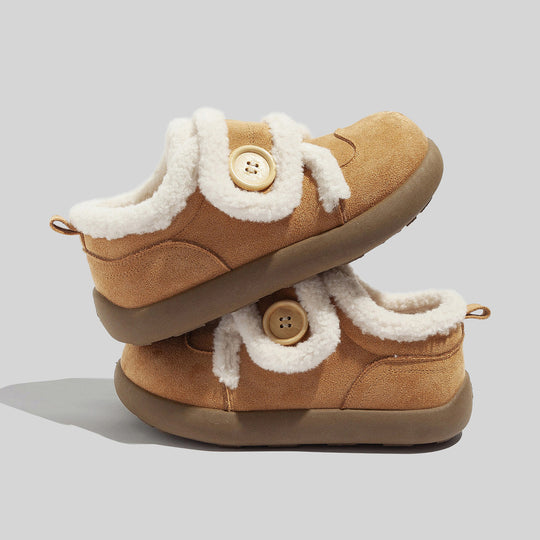 Damen Hausschuhe mit Fleece-Futter und Knopfverschluss R&B
