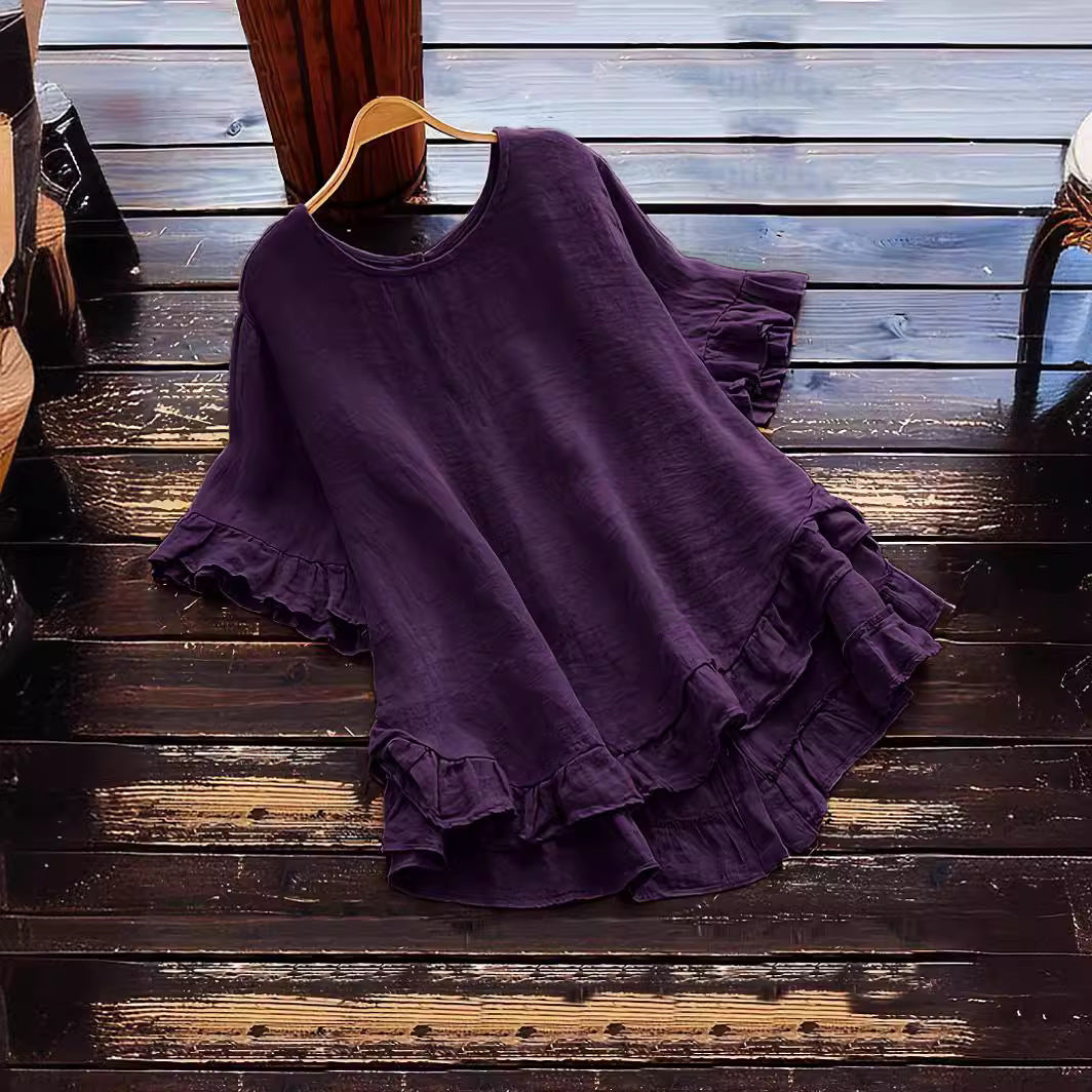 Damen lässiges Oberteil mit Rüschendetails und weit geschnittenem Design R&B