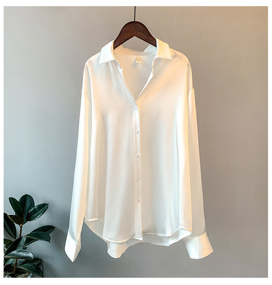 Damen Elegante Bluse aus feinem Satin mit Rüschendetails R&B