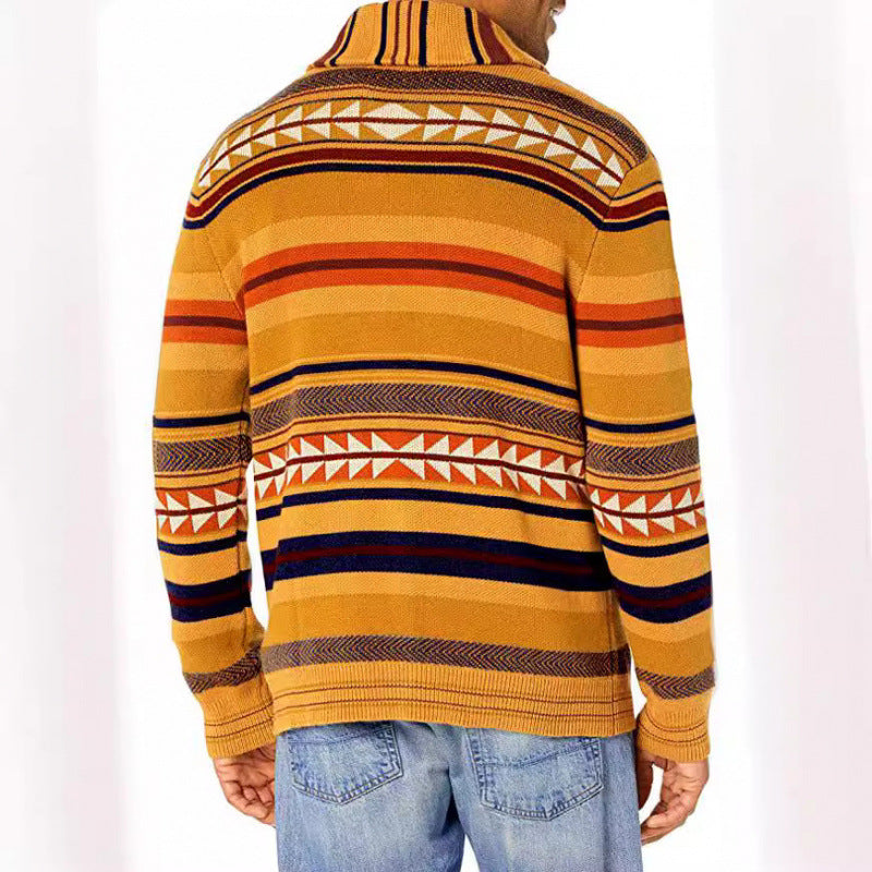 Herren Strickjacke mit geometrischem Muster und praktischen Taschen R&B