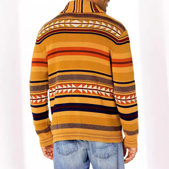 Herren Strickjacke mit geometrischem Muster und praktischen Taschen R&B