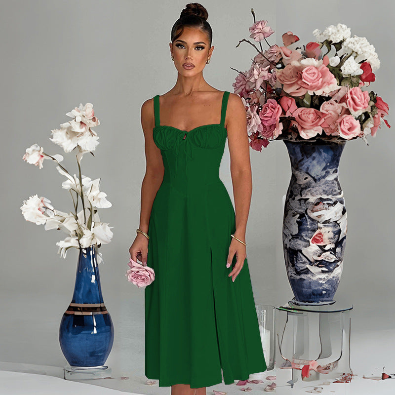 Damen elegante A-Linien Kleid mit charmanten Rüschendetails R&B