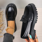 Damen Mokassins mit robustem Plateau und stylischer Schnalle R&B