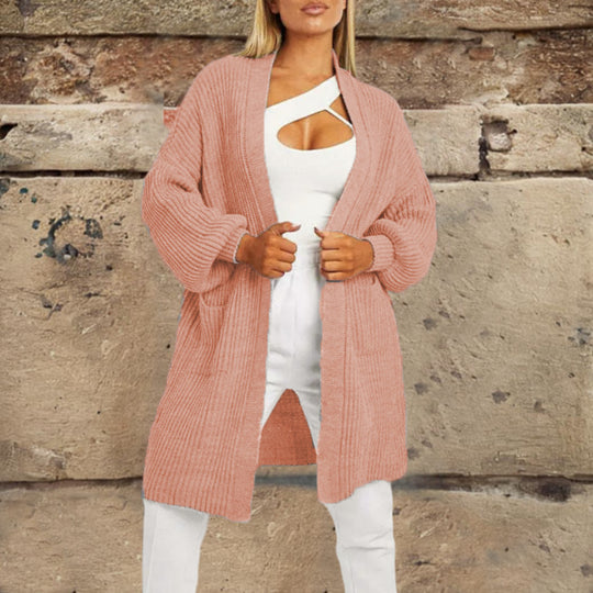 Damen gemütlicher Strickcardigan mit großzügigen Taschen R&B
