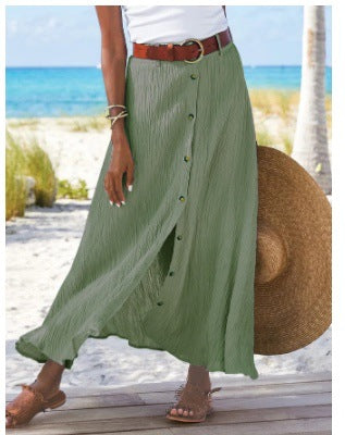 Damen Maxikleid mit Knopfleiste und fließendem Schnitt R&B