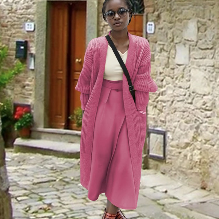 Damen Großer Strickmantel mit lässigem Schnitt und modischem Rippdesign R&B