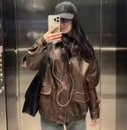 Damen modische oversized jacke mit strukturiertem Design R&B