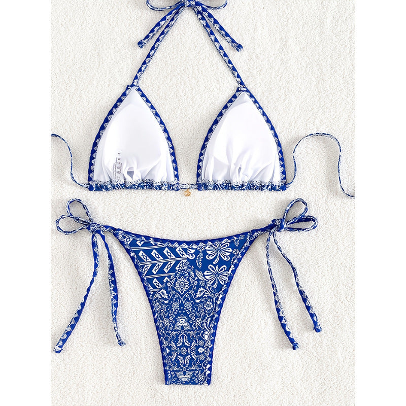 Damen Triangel-Bikini mit verstellbaren BindR&Bändern und floralem Design R&B