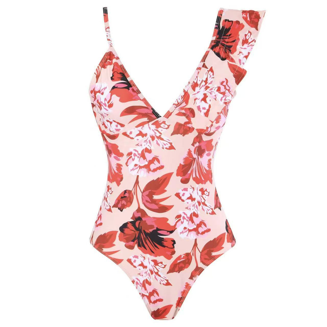 Damen Badeanzug mit floralem Design und passendem Rock R&B