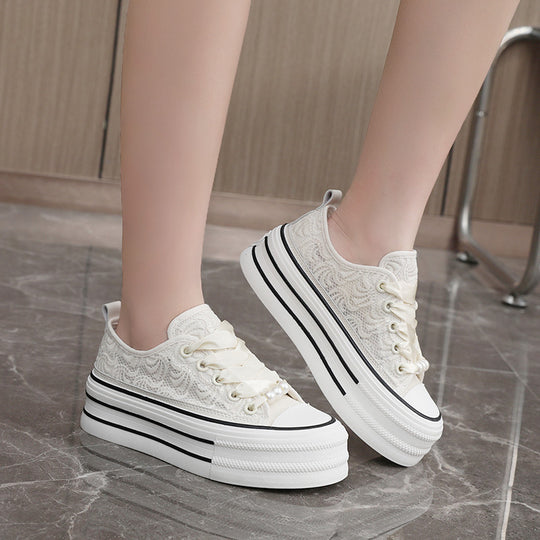 Damen Plateausneaker mit elegantem Spitzen-Design und modischen Akzenten R&B